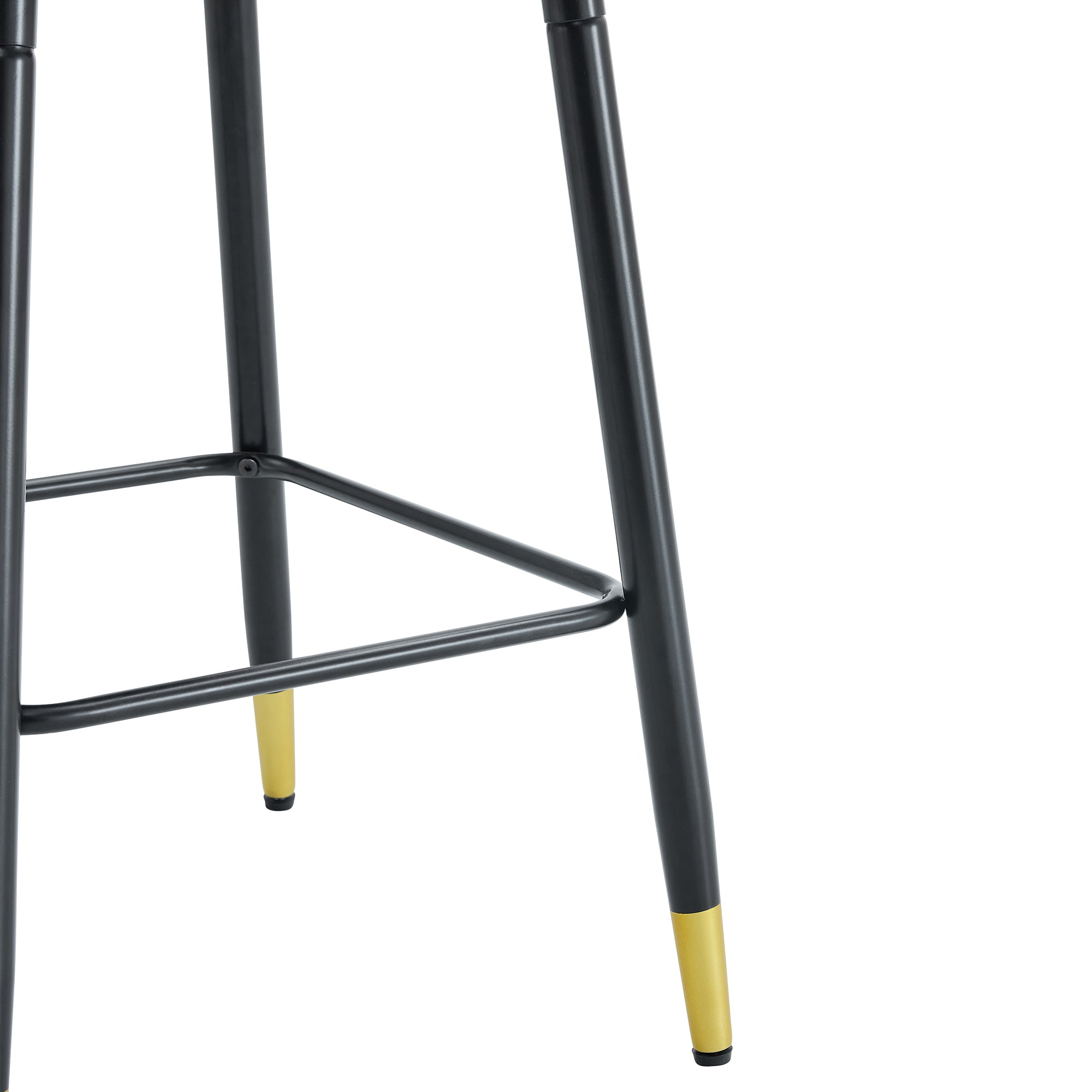 Modern Black PU Bar Stool - Set of 2 chairs with Comfortable Resting Beam