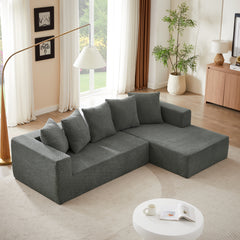 Chenille L-Shaped Sectional Sofa Set,Minimalist Style Modular Sectional Sofa, Luxury Chenille Fabric Cloud Couch for Living Room