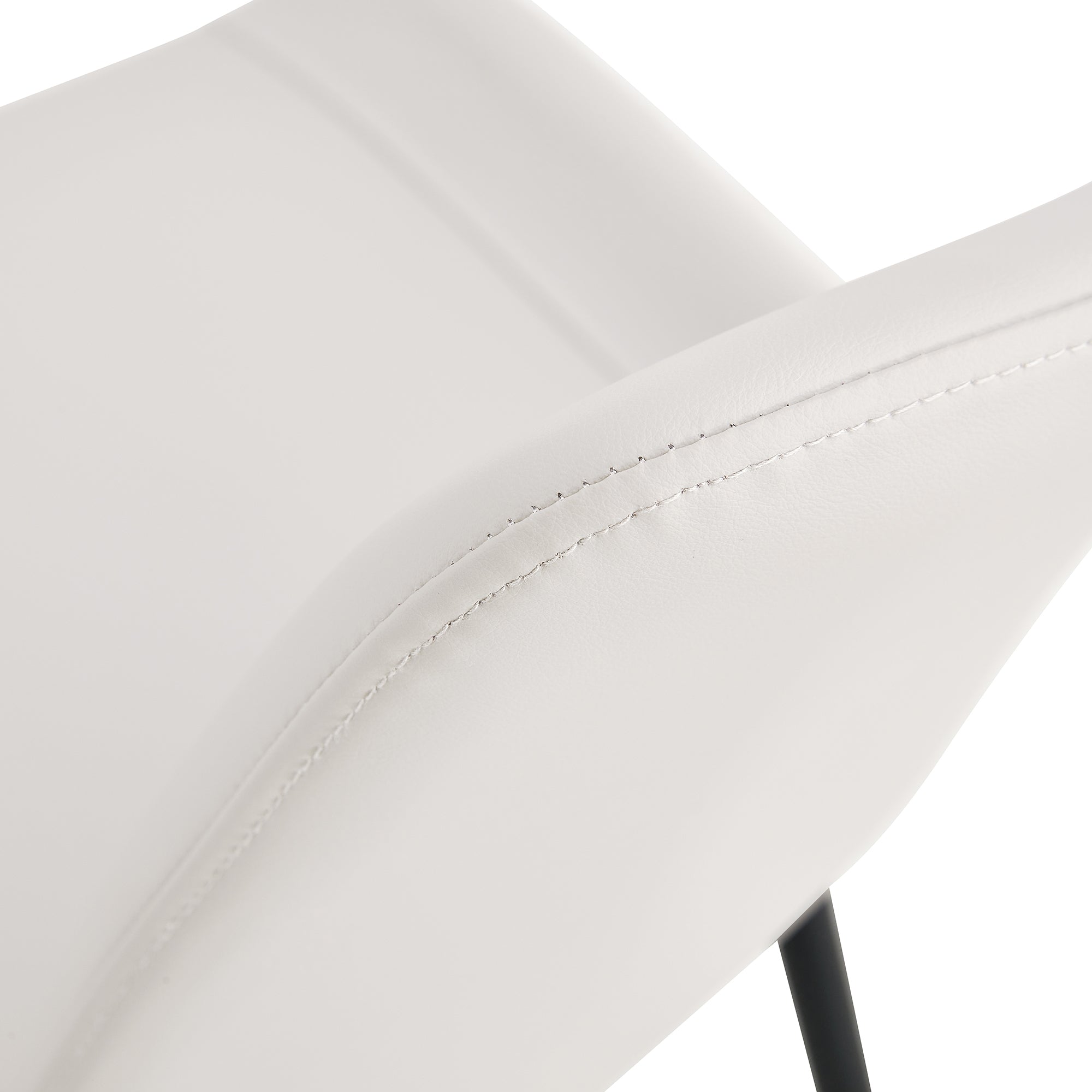 White Artificial Leather Dining Chairs Set of 4 - Curved Widened Cushions for Dining Rooms