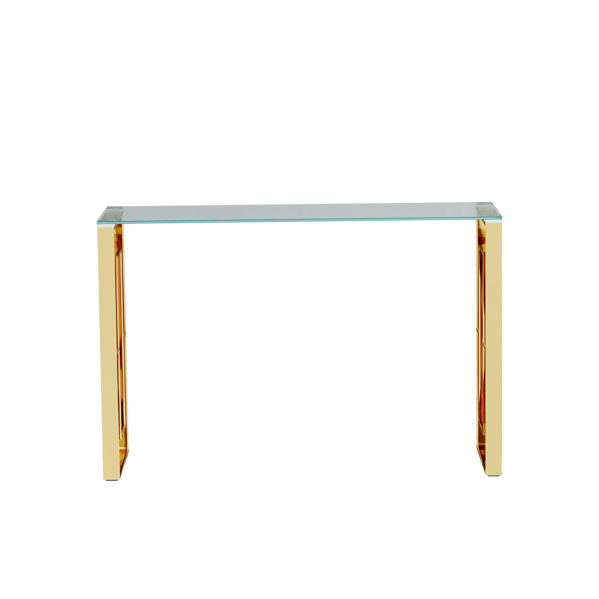 Console Table Stainless Steel Glass,Meal side table Golden Clear