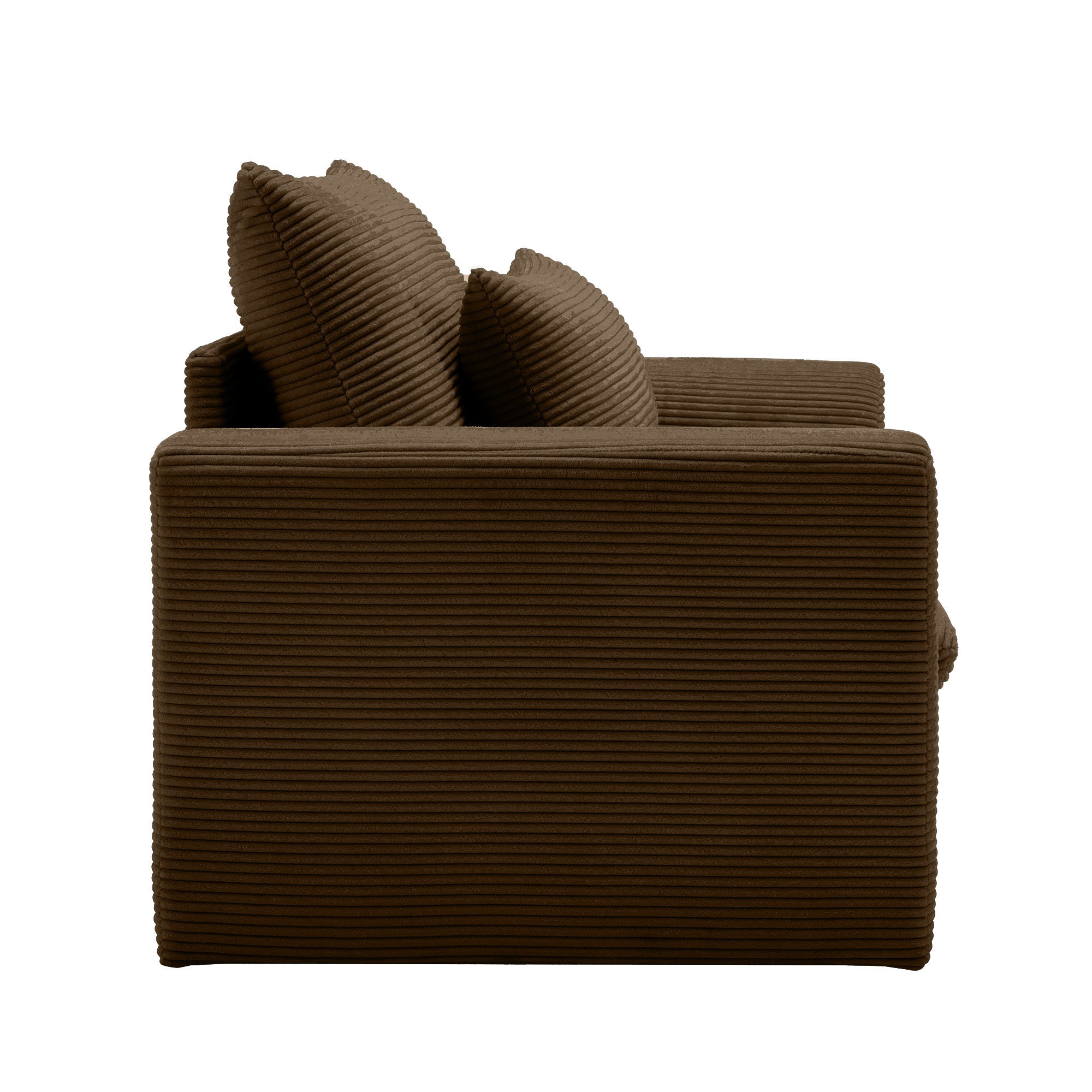 Brown Corduroy Deep Seat Single Sofa Accent Chair,Deep Seat Couch with Waist Pillow for Living Room