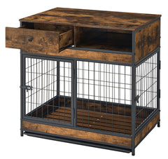 Furniture Dog Cage Crate with Double Doors ,Rustic Brown,31.5"WX22.64"DX30.59"H