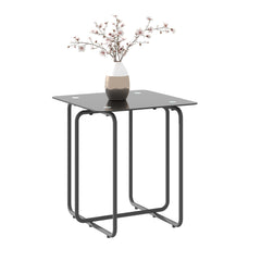 Modern Tempered Glass Coffee Table End Table Side Table for Living Room,bedroom, Black