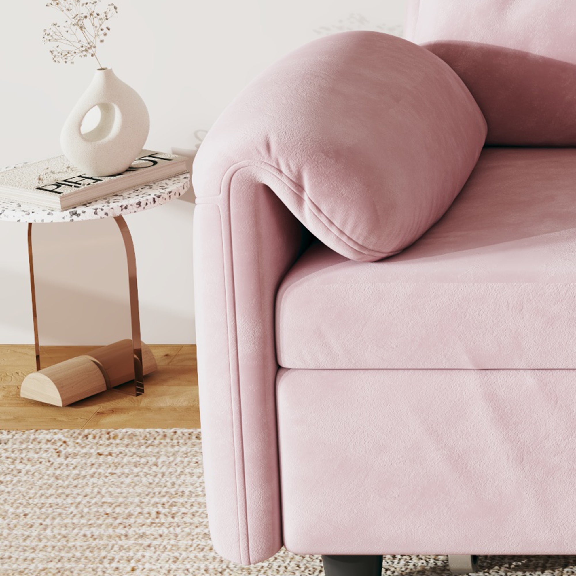 54" Pink Velvet  Sofa Bed for Multi-purpose - Perfect Pull-Out Sofa Design for Living Spaces