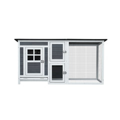 Outdoor & Indoor Poultry Cage, Wooden Chicken Coop with Running Area