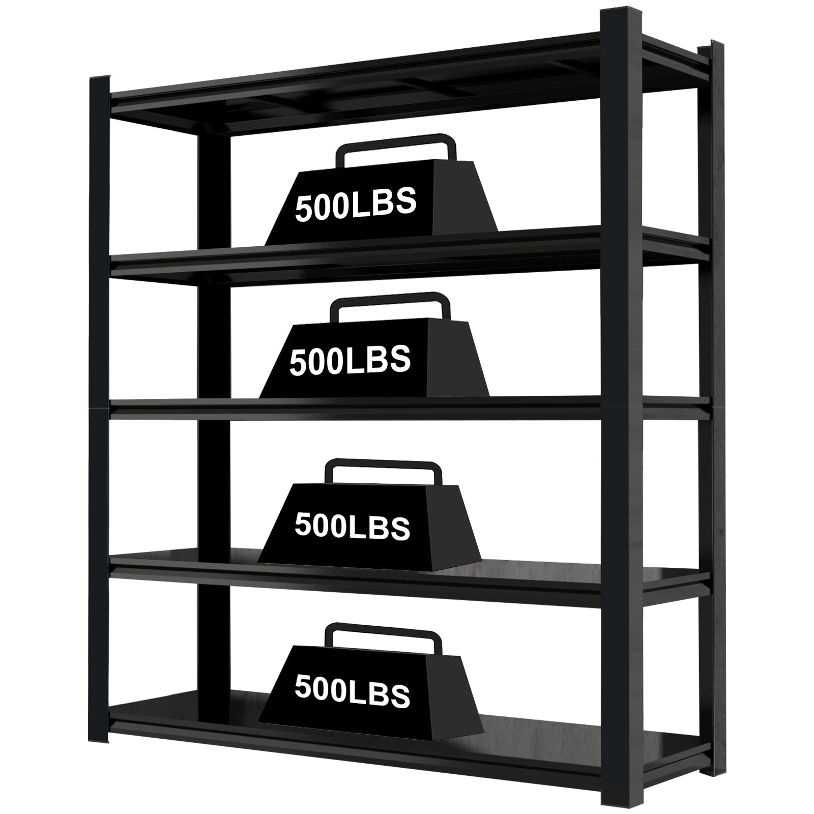 15.75 Inches Wide Black Metal Shelves, with 5 Removable Dividers, Large Capacity, Strong Load Bearing, Suitable for Garage, Kitchen and Office.