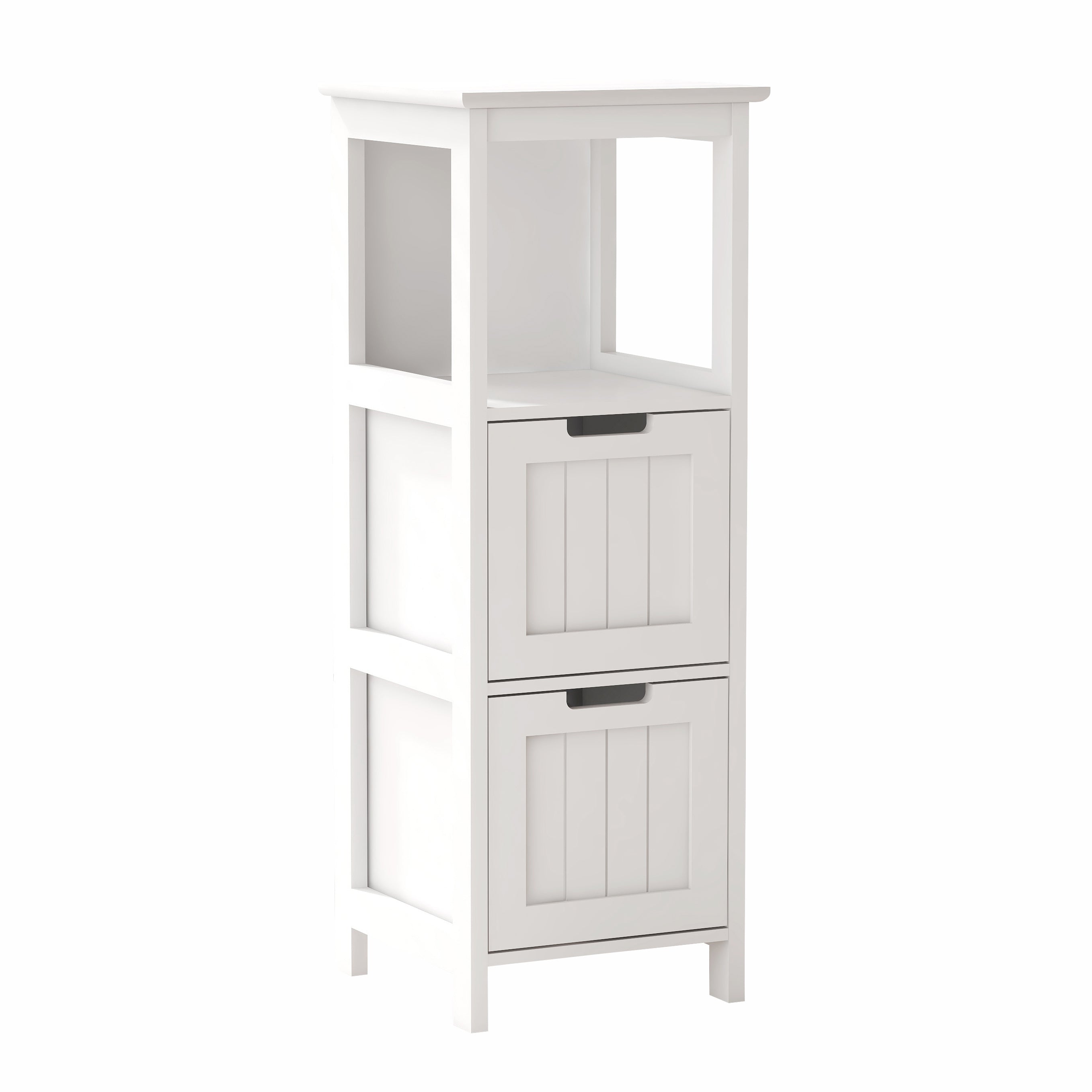 Bathroom Floor Cabinet with 2 Drawers and 1 Storage Shelf,Freestanding Wood Storage Organizer Cabinet-White