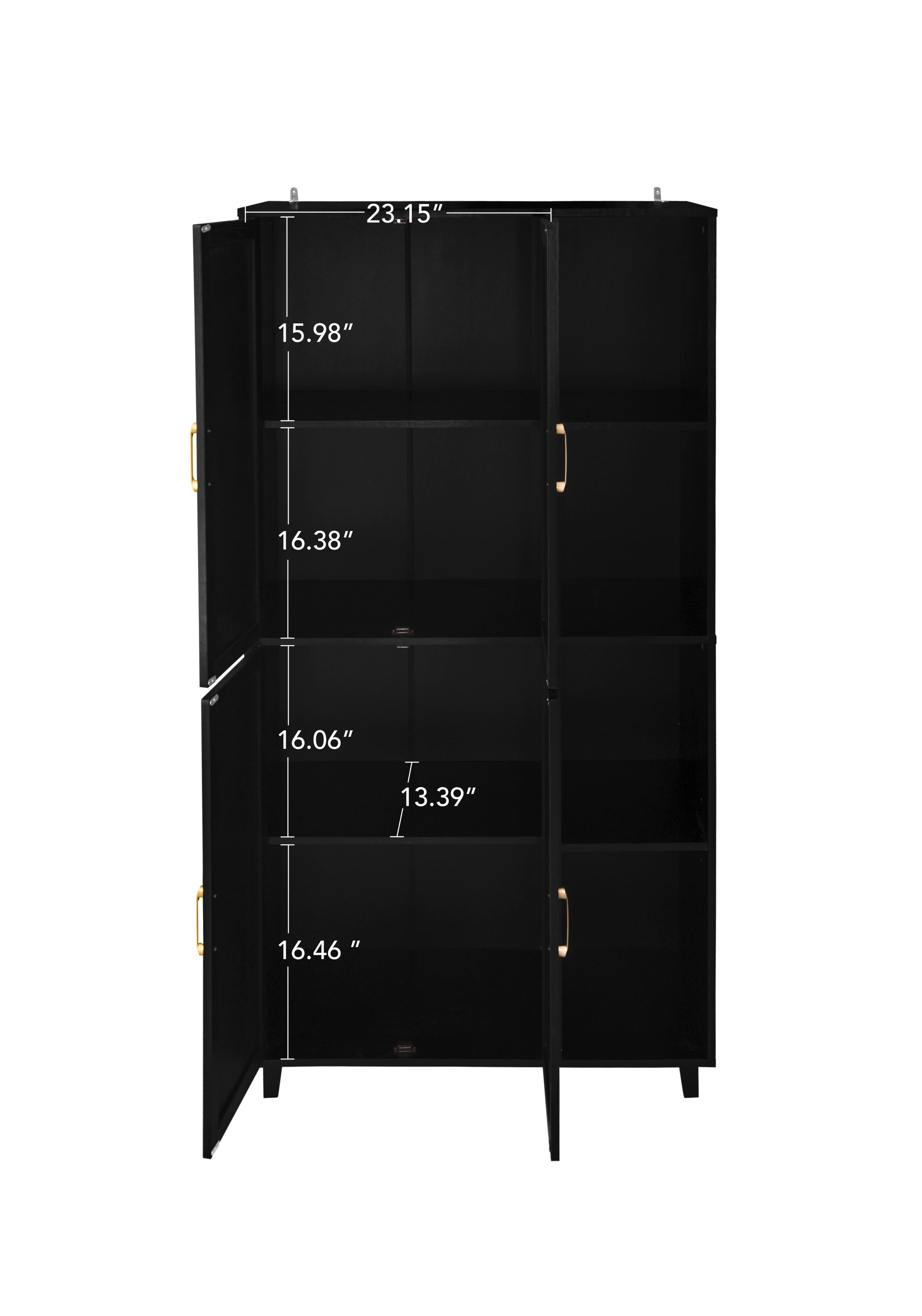 4 Door Cabinet with 4 Shelves with 4 Adjustable Inner Shelves, Storage Cabinet