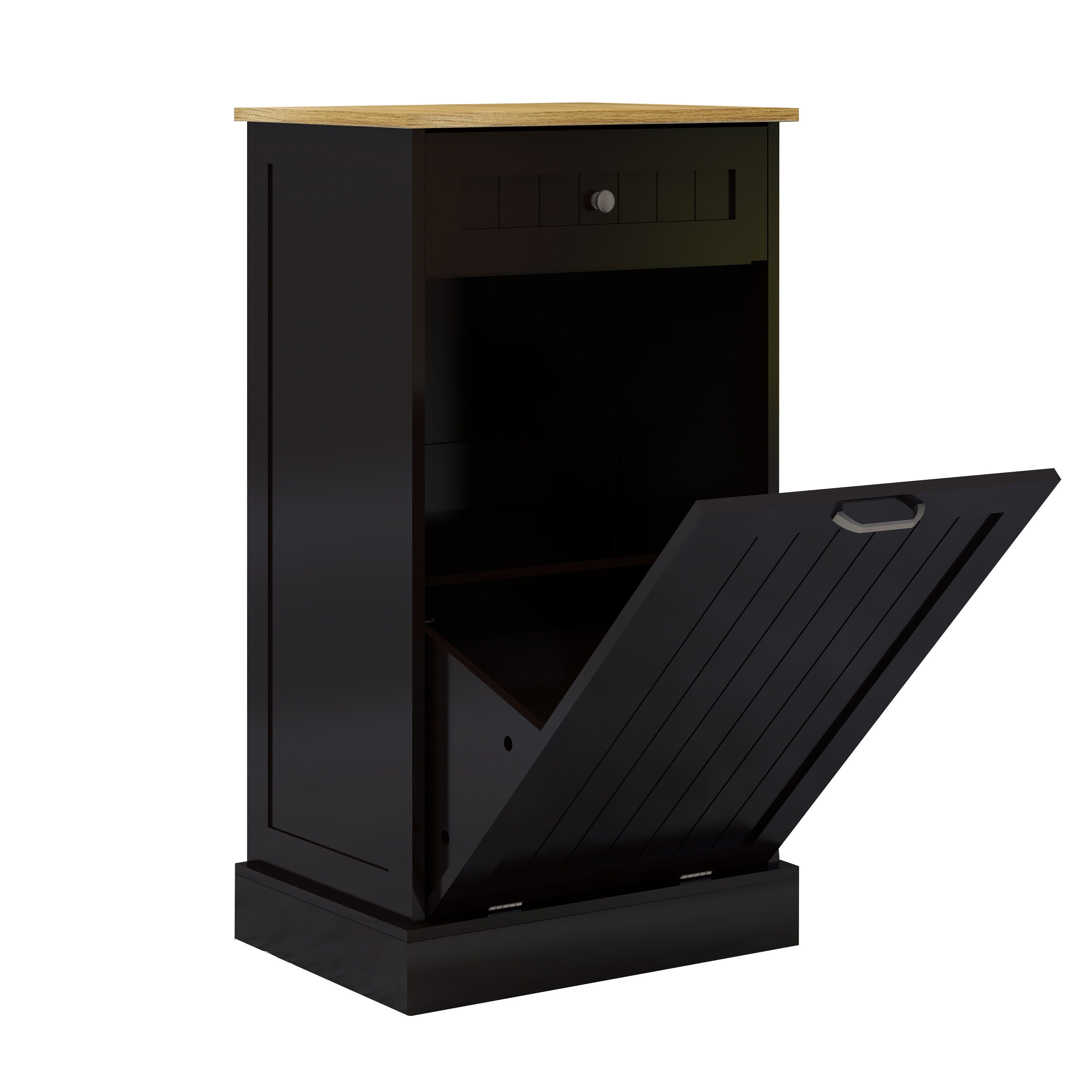 One Drawers and One-Compartment Tilt-Out Trash Cabinet Kitchen Trash Cabinet-Black