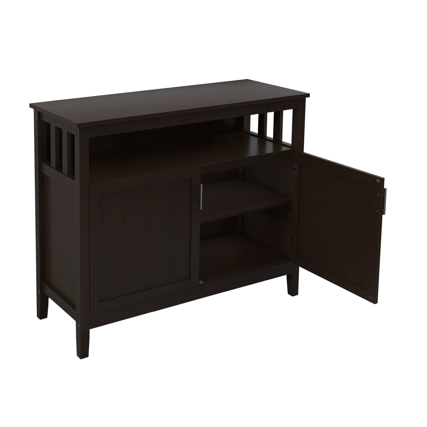 40" Brown MDF Sideboard with Doors for Storage - Ideal Buffet Design for Dining Room