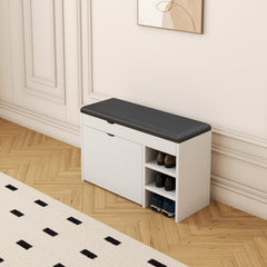 Modern White Shoe Cabinet with Soft Cushion Top for Entry Room