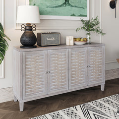 Accent Cabinet 4 Door Wooden Cabinet Sideboard Buffet Server Cabinet Storage Cabinet, for Living Room, Entryway, Hallway, Office, Kitchen and Dining Room, Natural Wood Wash