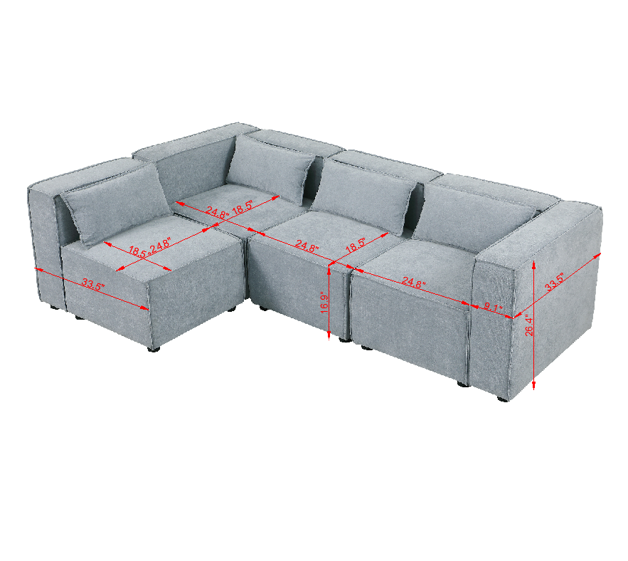 modular sofa Grayish blue  chenille fabric,  simple and grand, the seat and back is very soft. this is also a KNOCK DOWN sofa