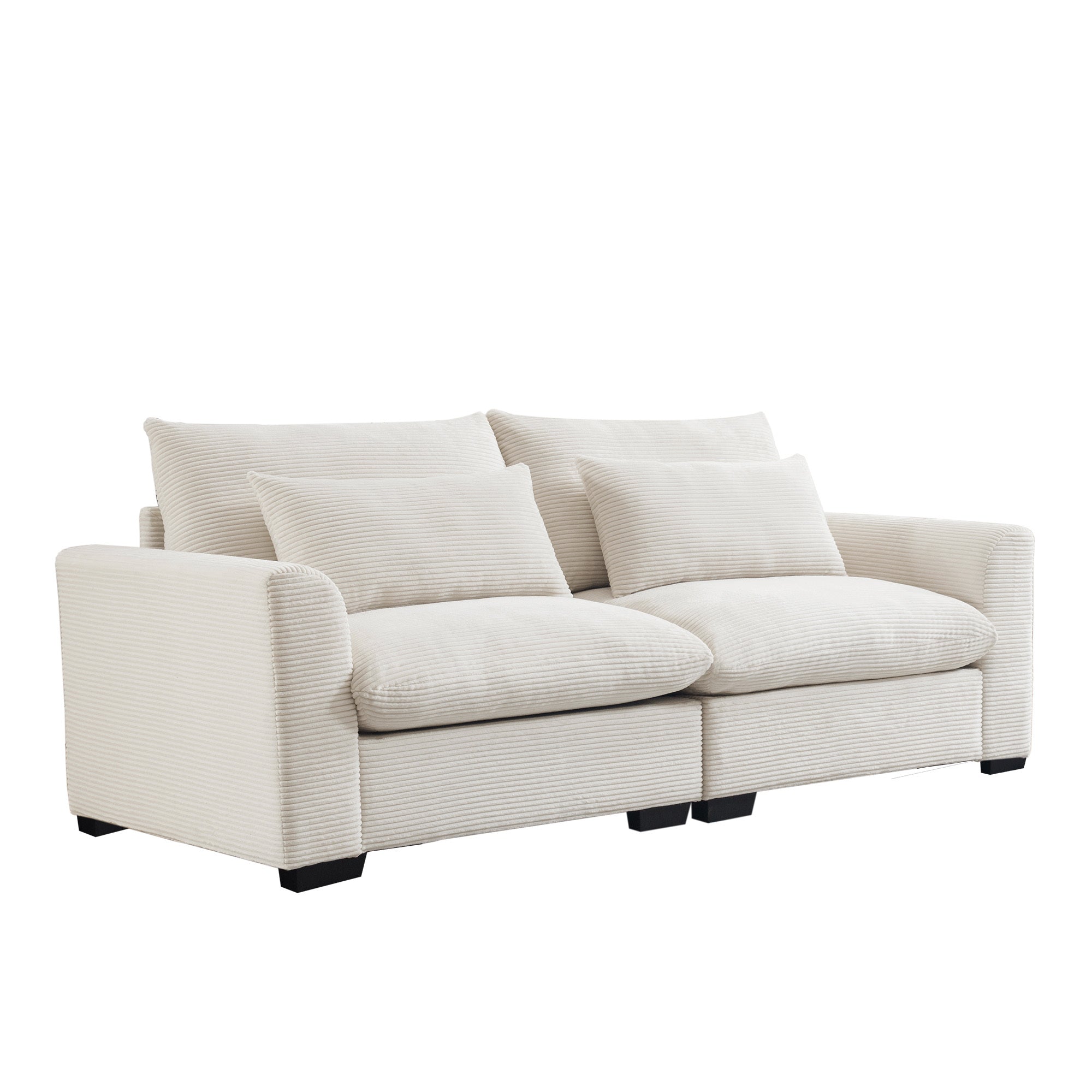 Beige Corduroy Sofa Couch, Deep Seat Couches for Modern Living Room/Apartment/Office