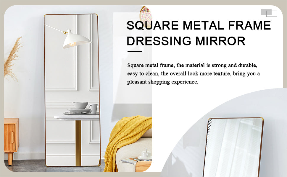 65" Full-Length Floor & Wall Mirror - Ideal for Bedrooms, Foyers, Bathrooms, and Clothing Stores, Brown Border