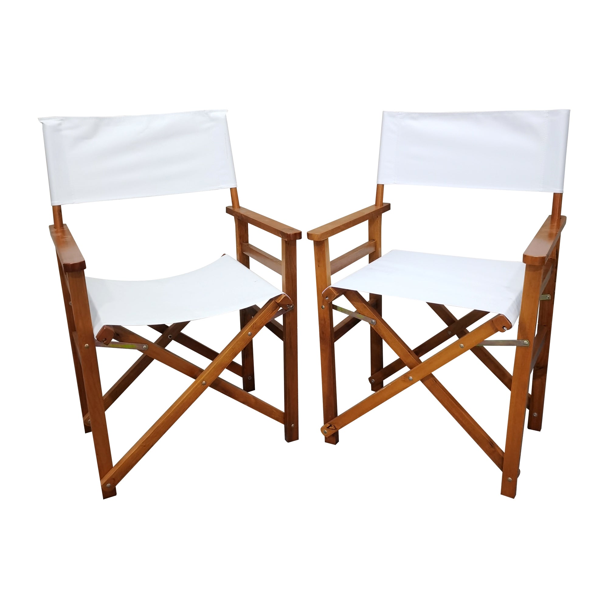 Folding Chair Wooden Director Chair Canvas Folding Chair  Folding Chair  2pcs/set   populus + Canvas (Color : White)