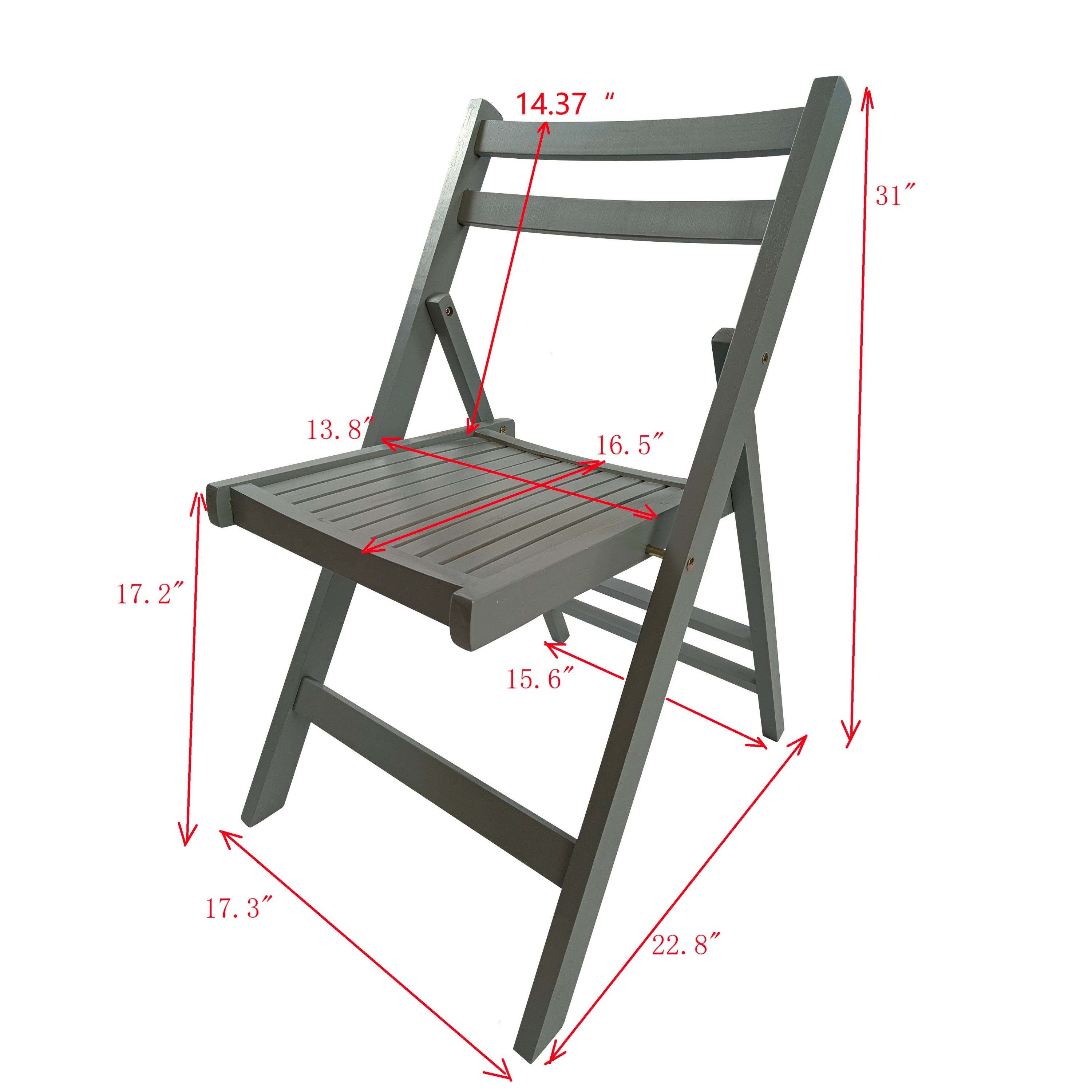 Furniture Slatted Wood Folding Special Event Chair - Gray, Set of 4, FOLDING CHAIR, FOLDABLE STYLE