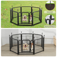 Heavy-Duty 24" Dog Playpen, Foldable 8-Panel Pet Exercise Fence for Indoor & Outdoor patio furniture