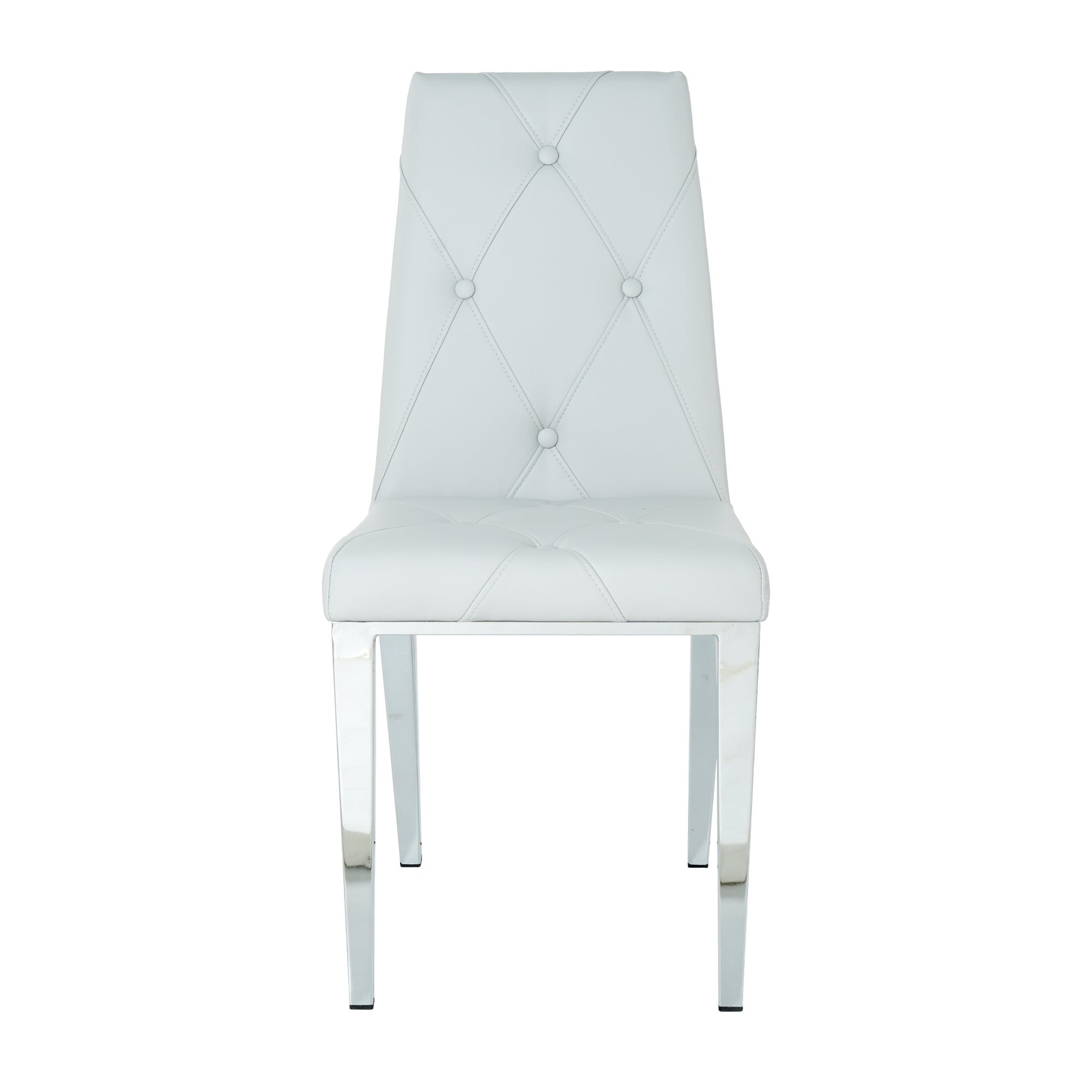 Light Grey PU Dining Chair with Electroplated Legs (Set of 2)