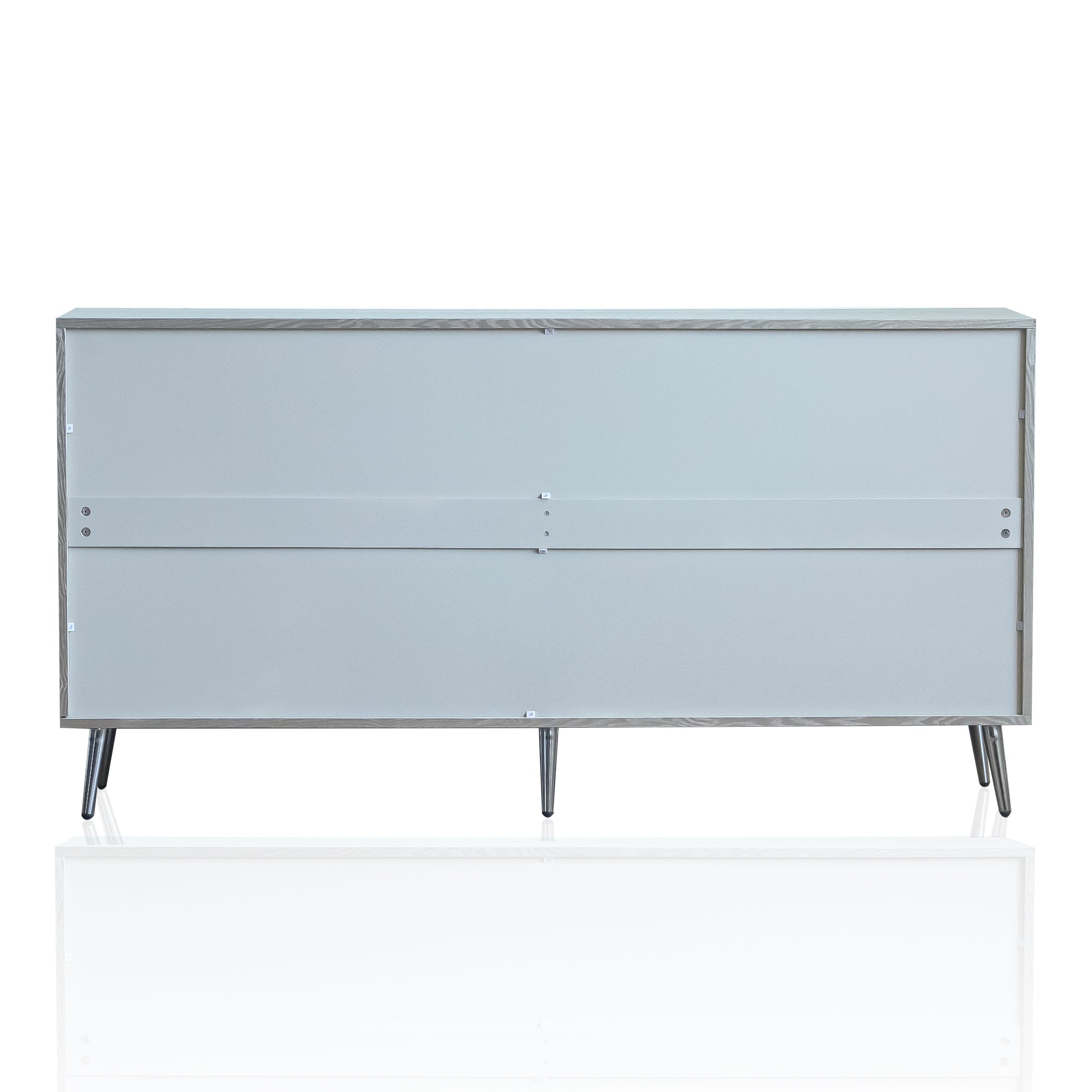 Modern Lacquered 4 Door Wooden Cabinet Sideboard Buffet Server Cabinet Storage Cabinet, for Living Room, Entryway, Hallway, Office, Kitchen and Dining Room, Champagne Silver