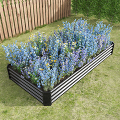 Raised Garden Bed Kit - Metal Raised Bed Garden 7.6x3.7x0.98ft for Flower Planters, Vegetables Herb Black