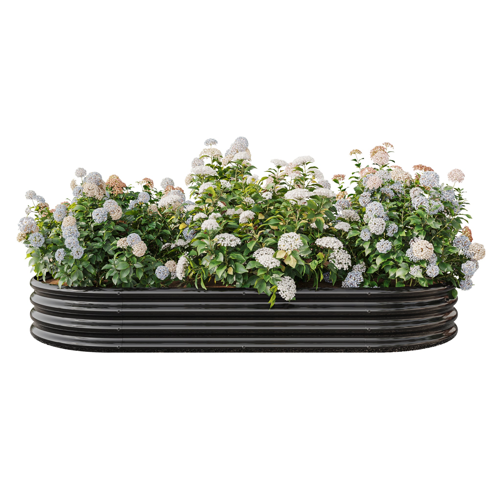Large Oval Metal Raised Garden Bed, Outdoor Planter for Vegetables - Black