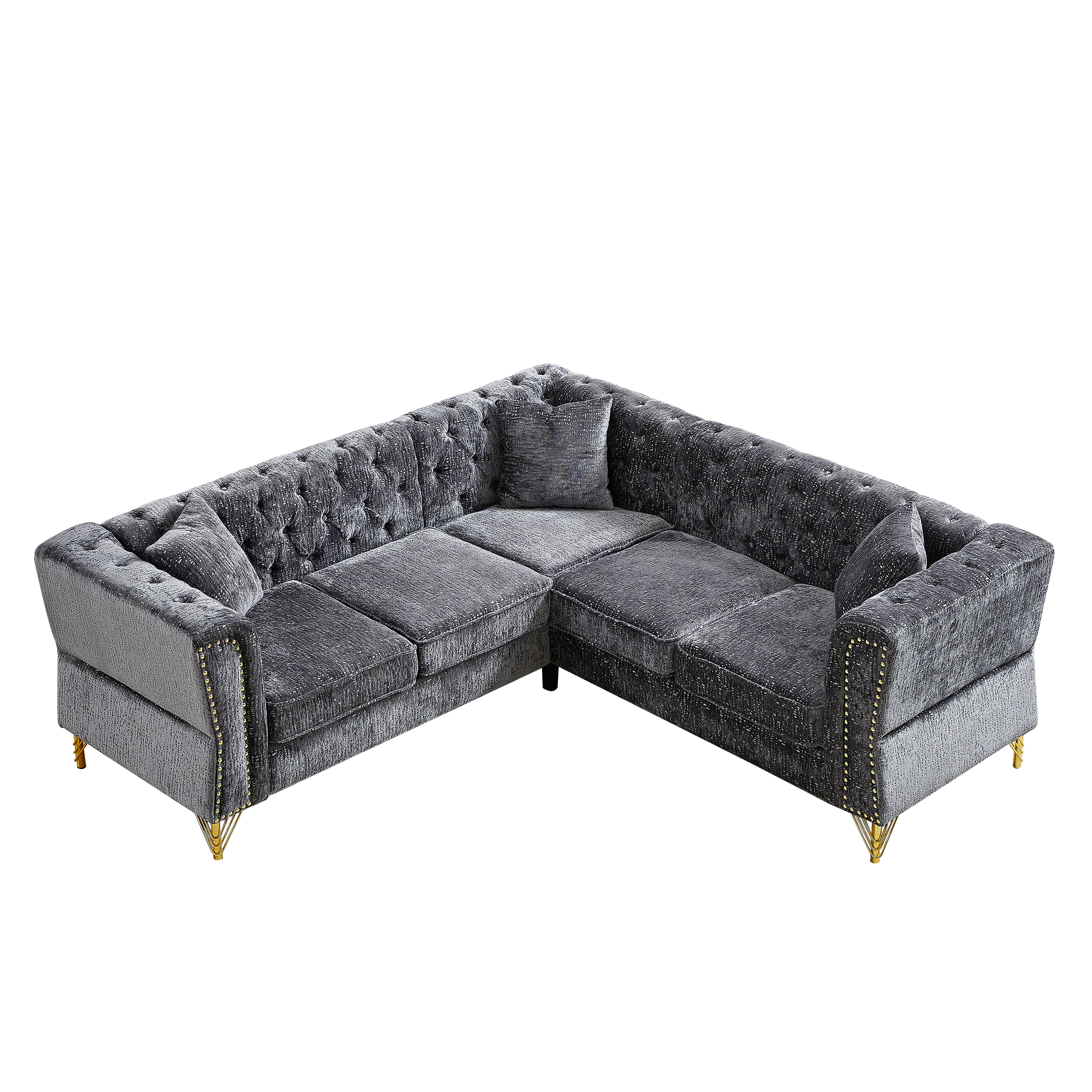 81.5-Inch Chenille Corner Sofa , L-Shaped Sectional Couch, 5-Seater Corner Sofas with 3 Cushions for Living Room, Bedroom, Apartment, Office