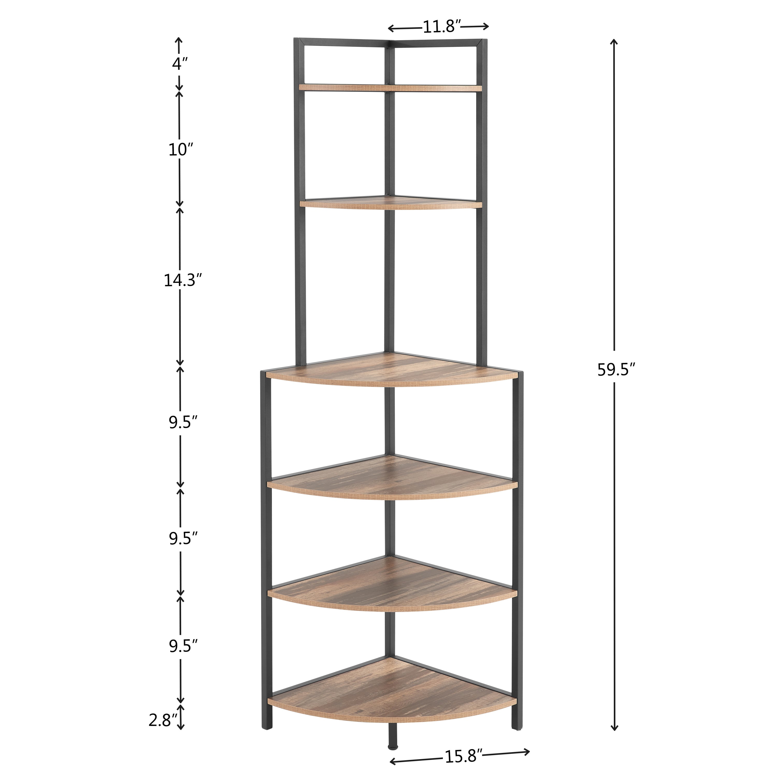 6-Tier Corner Shelf, Freestanding Bookcase for Small Spaces