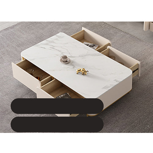 Rectangular Coffee Table with Stainless Steel Legs & Glossy Top - Modern with Storage for Living Room jh-077