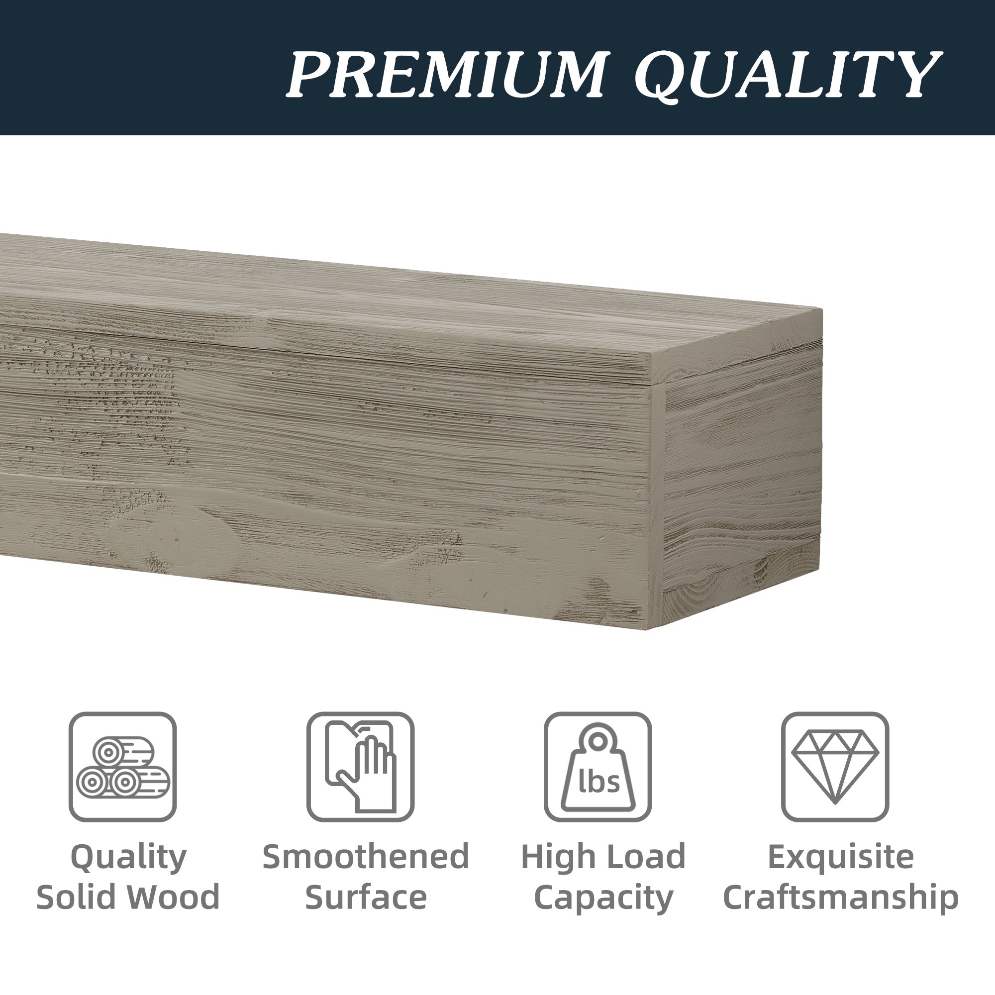 60" Rustic Wood Floating Fireplace Mantel Shelf – Wall-Mounted Home Decor