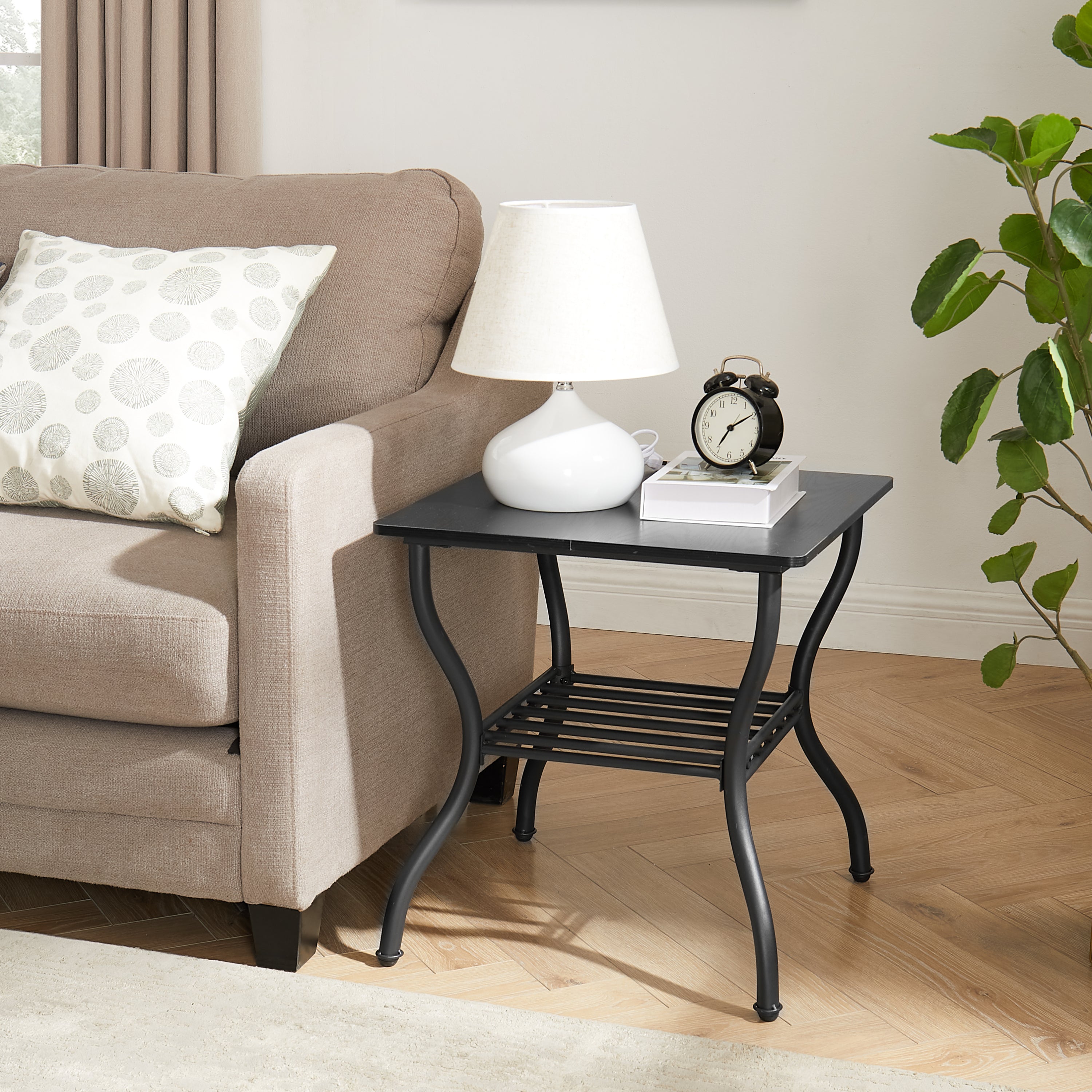 Modern 3-Piece Coffee Table Set, Black Retro Design for Living Room