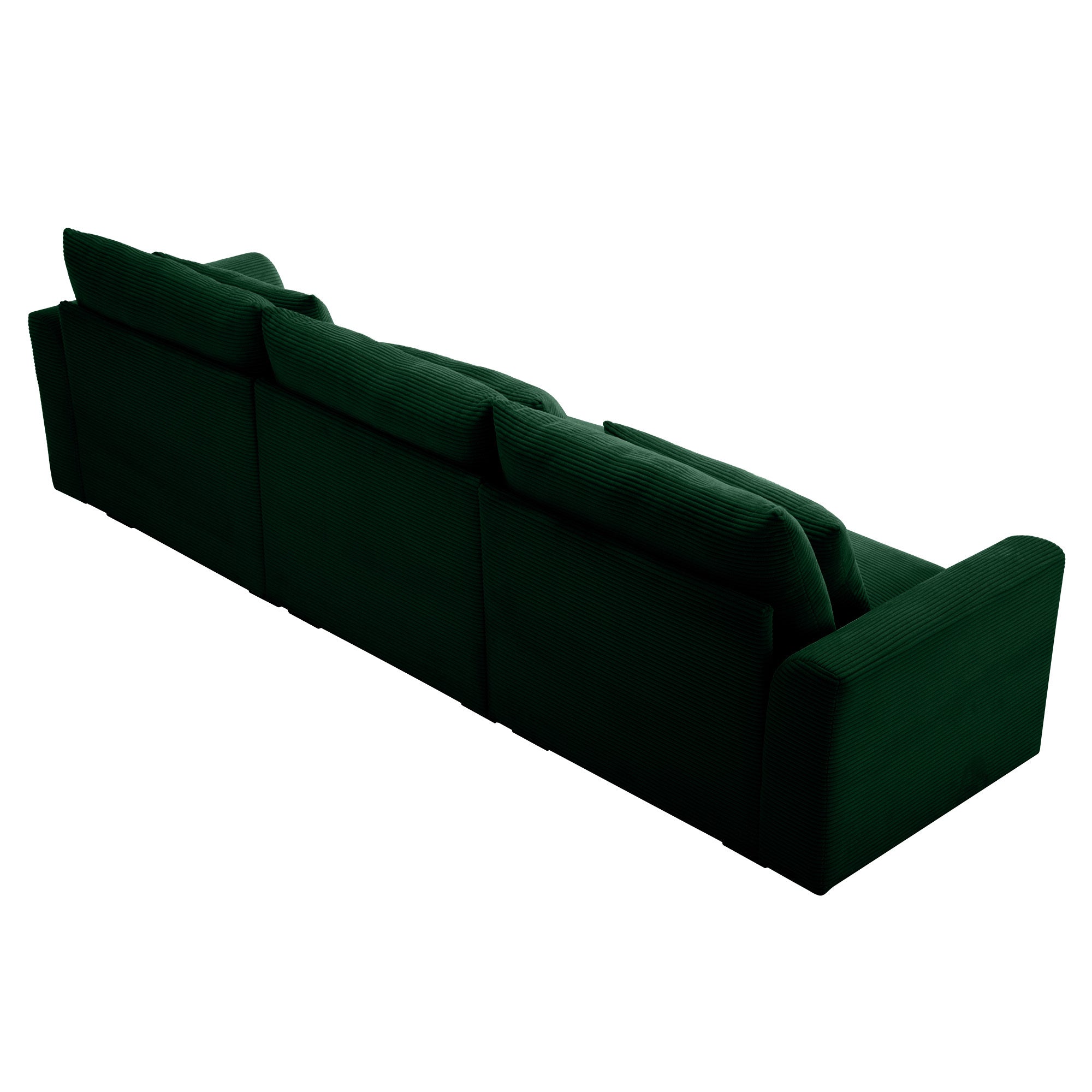 3 Seater Deep Seat Couches for Living Room, Wide and Deep Seat Comfy Living Roo Sofas with 3 Waist Pillows, Green Corduroy