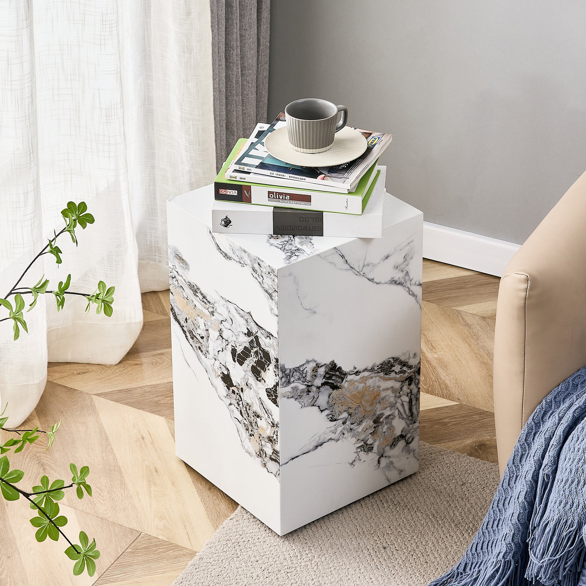 Modern white MDF cube coffee table - suitable for various situations and scenes