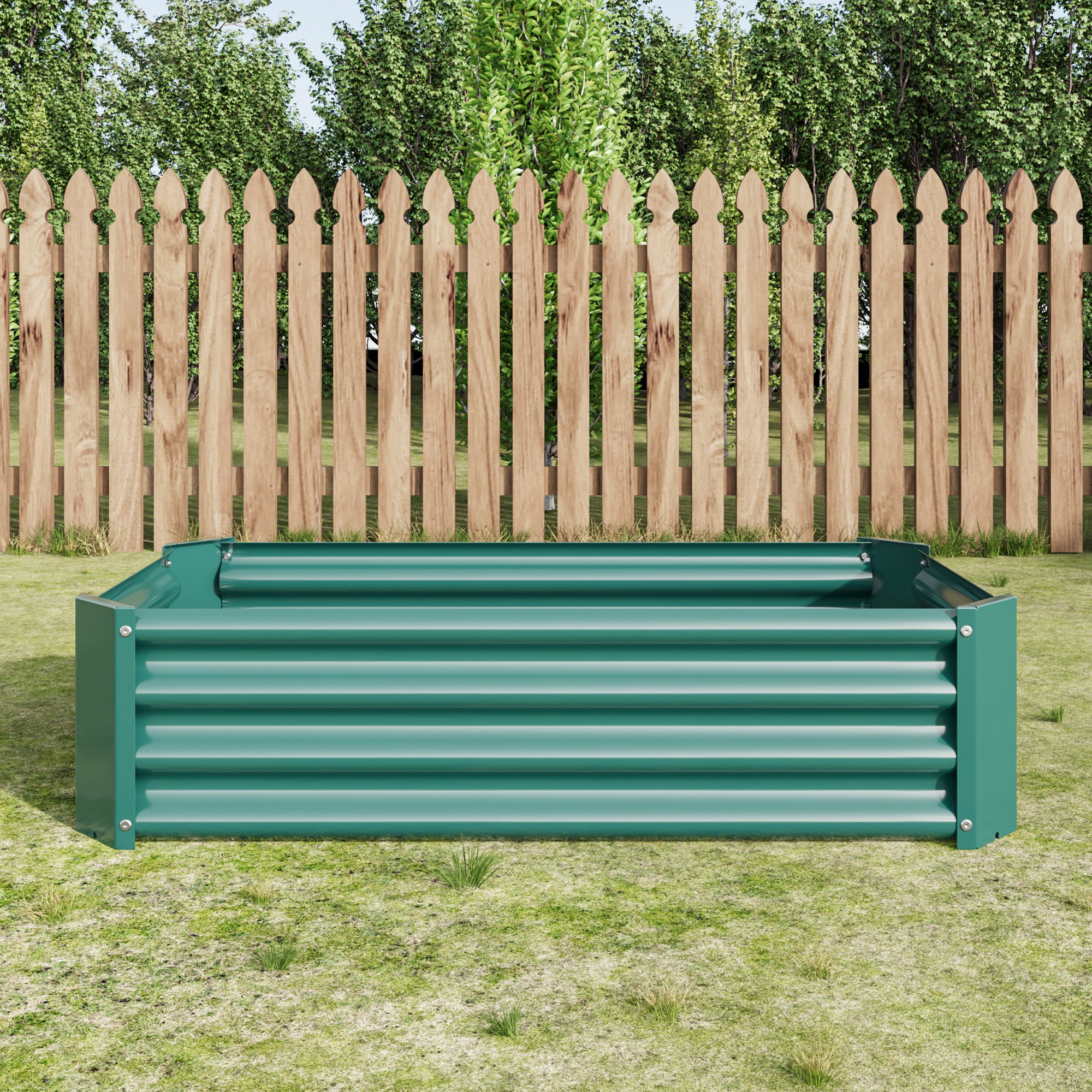 Metal Raised Garden Bed, Rectangle Raised Planter 4×2×1ft  for Flowers Plants, Vegetables Herb Veezyo Green