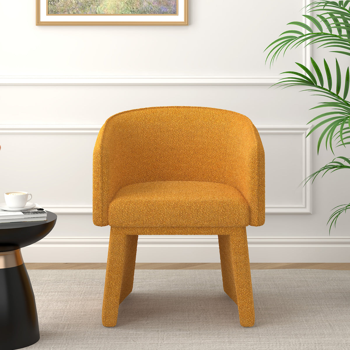 Modern style simple and elegant chair, orange leisure chair, suitable for dining/bedroom/living room/reception desk (assembly required)-Orange