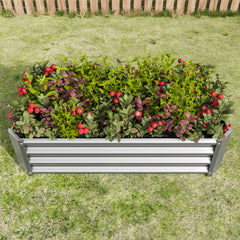 Metal Raised Garden Bed, Rectangle Raised Planter 4×2×1ft  for Flowers Plants, Vegetables Herb  Silver