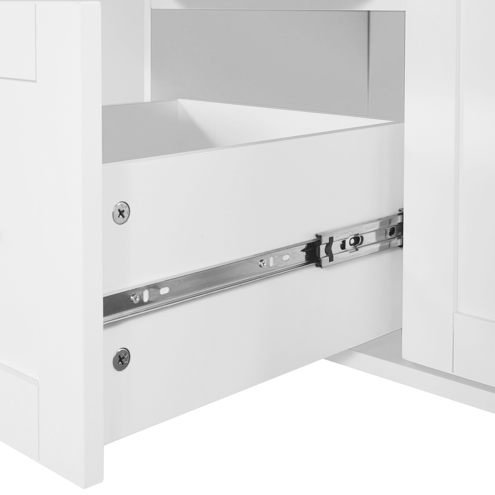 K&K Rolling Kitchen Island with Storage, 3 Drawer, 2 Slide-Out Shelf and Internal Storage Rack, White