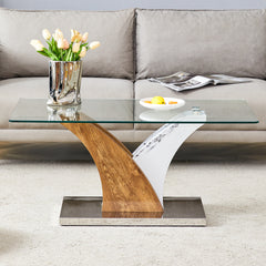 Modern Rectangular Coffee Table with Tempered Glass Top - Ideal for Living Rooms