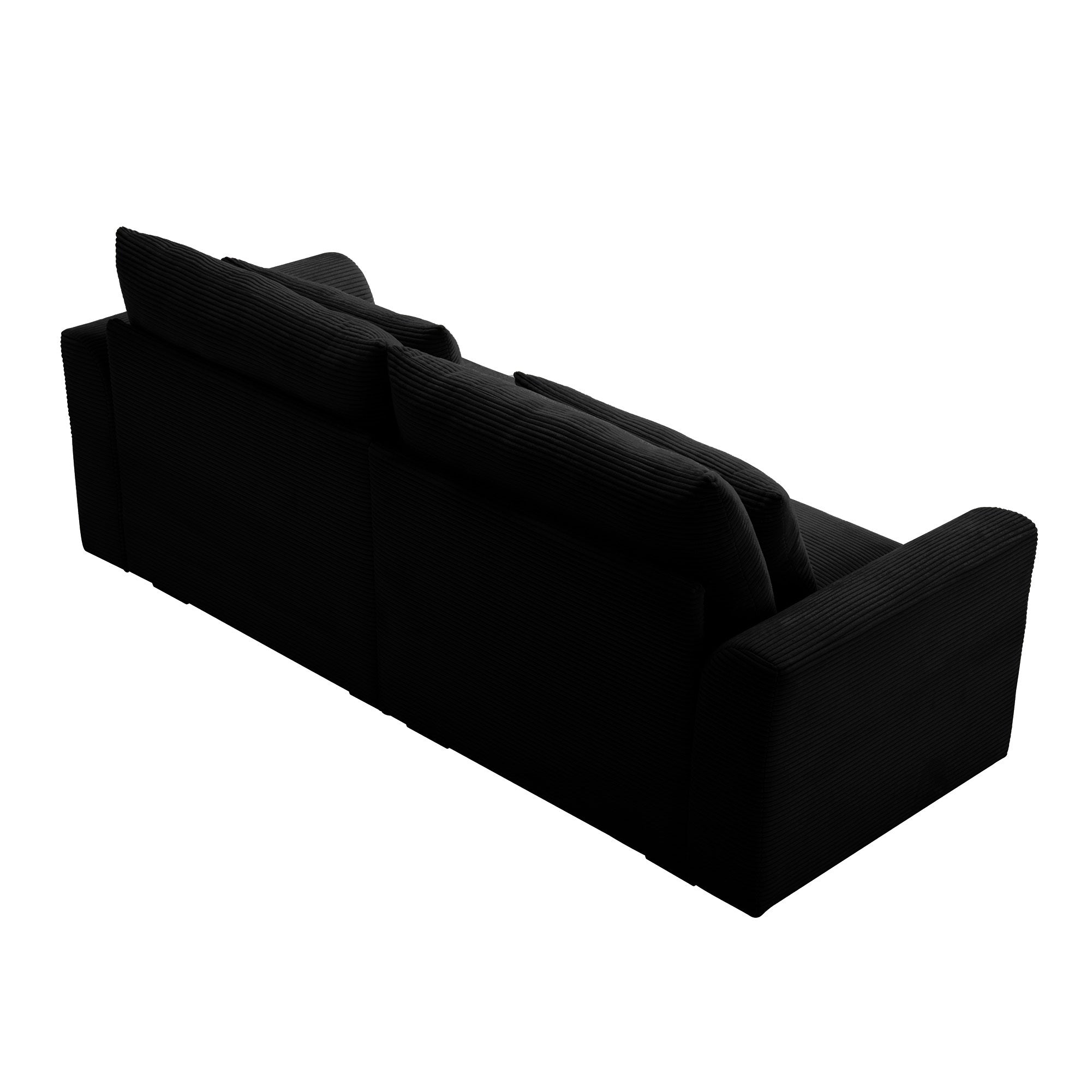 Modern Sofa 2 Seater Corduroy Fabric Sofa with Armrests for Apartment Living Room, Black