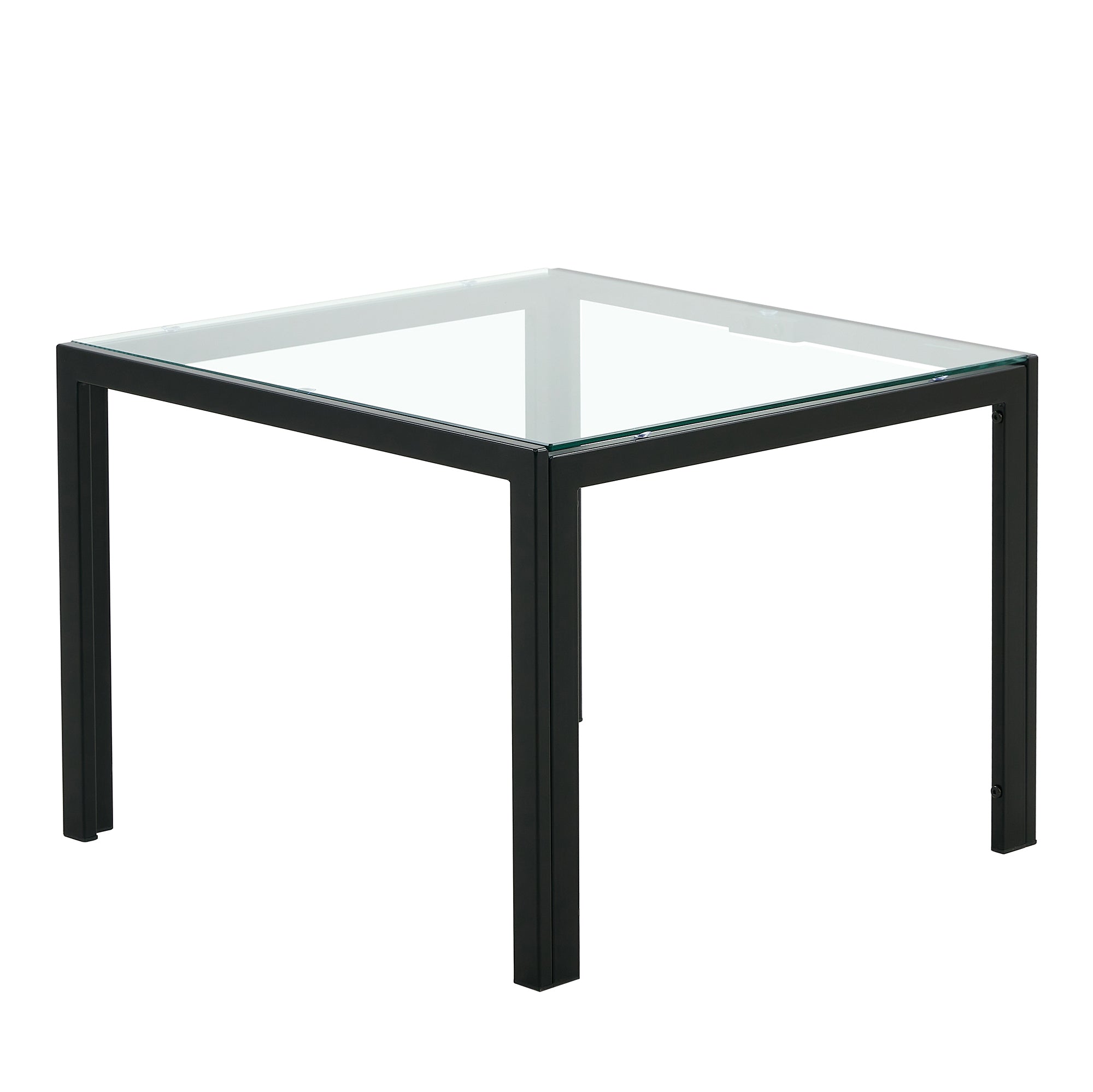 Coffee Table Set of 2, Square Modern Table with Tempered Glass Finish for Living Room,Transparent