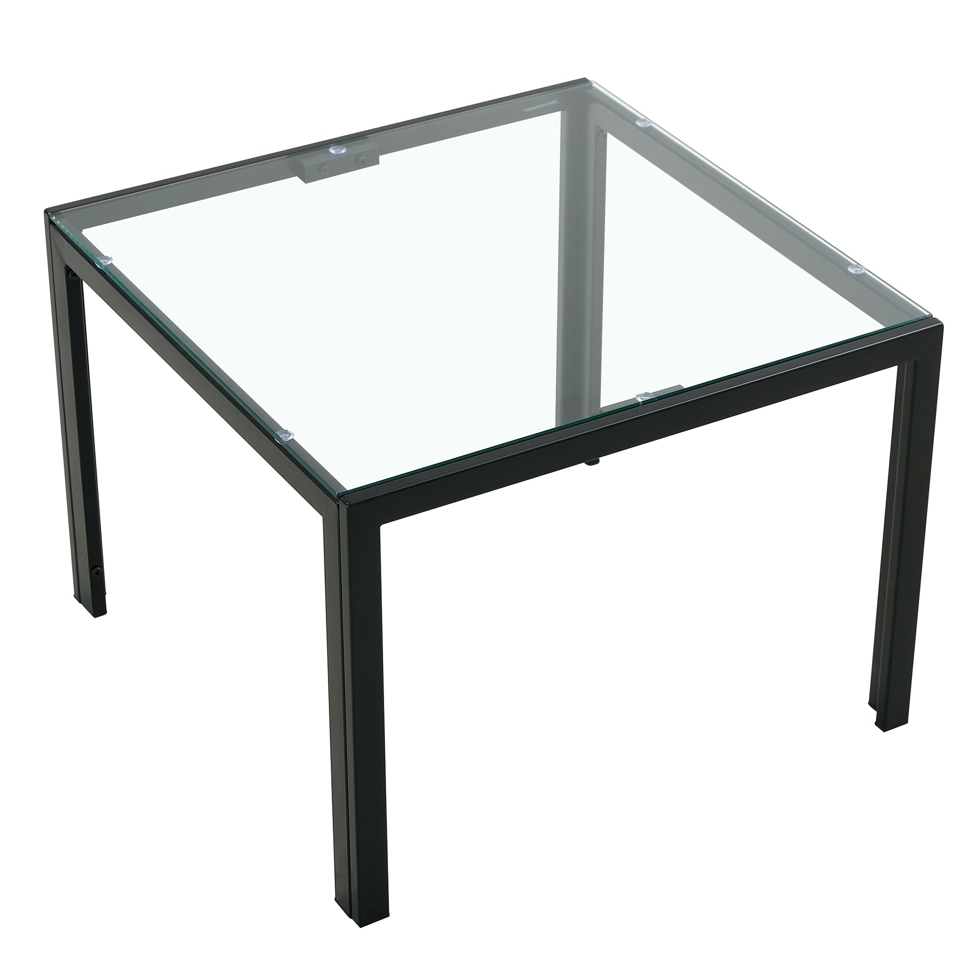 Coffee Table Set of 2, Square Modern Table with Tempered Glass Finish for Living Room,Transparent