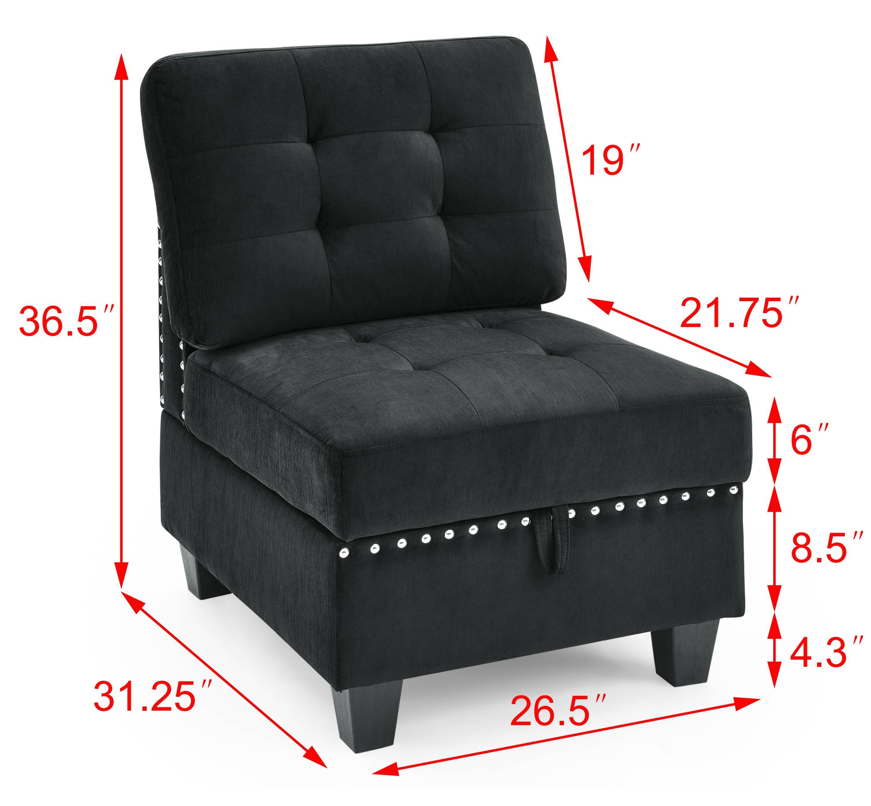 U shape Modular Sectional Sofa,DIY Combination,includes Two Single Chair ,Two Corner and Two Ottoman,Black Velvet.