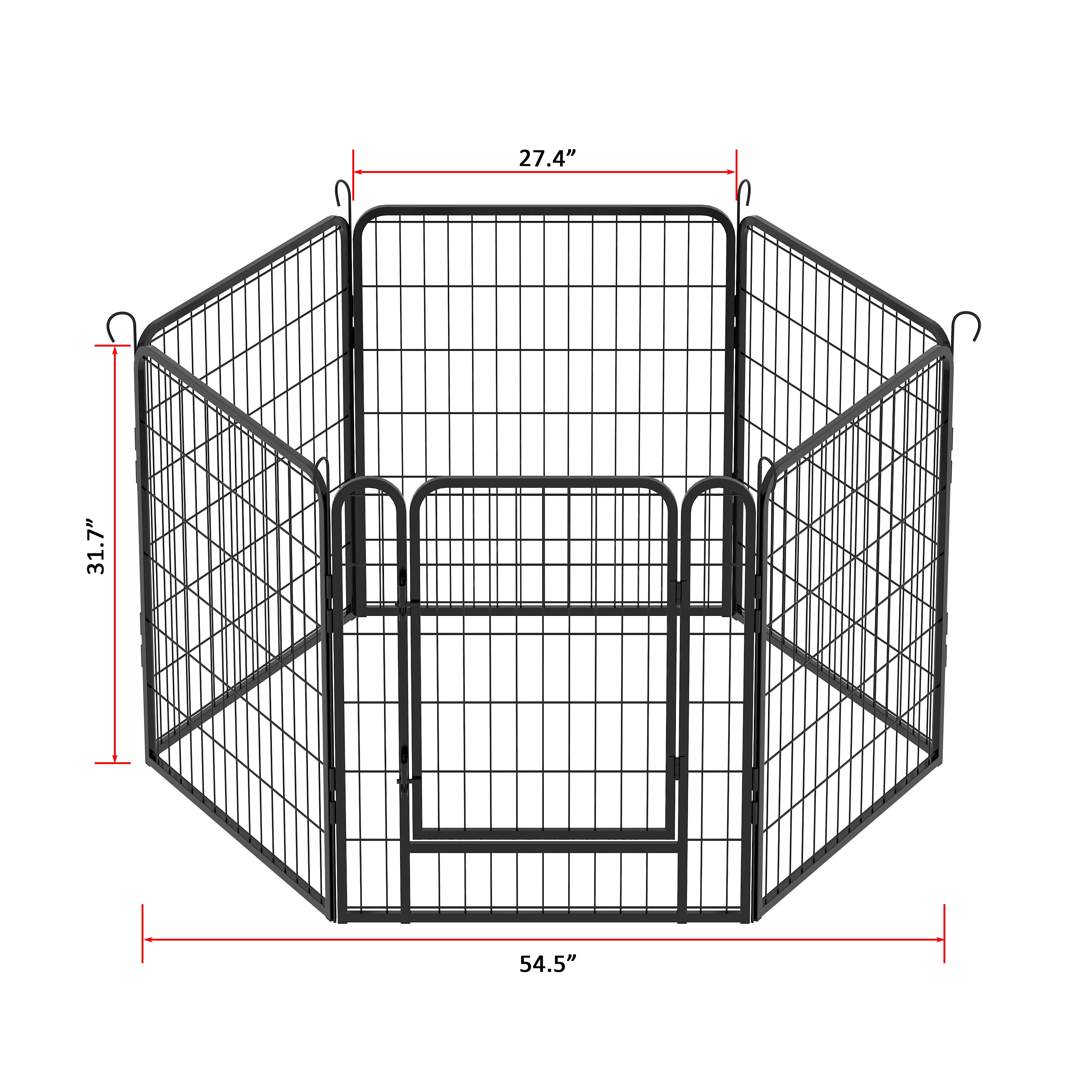 6-Panel Heavy-Duty Dog Playpen, 31.7" Tall Foldable Pet Fence with Door