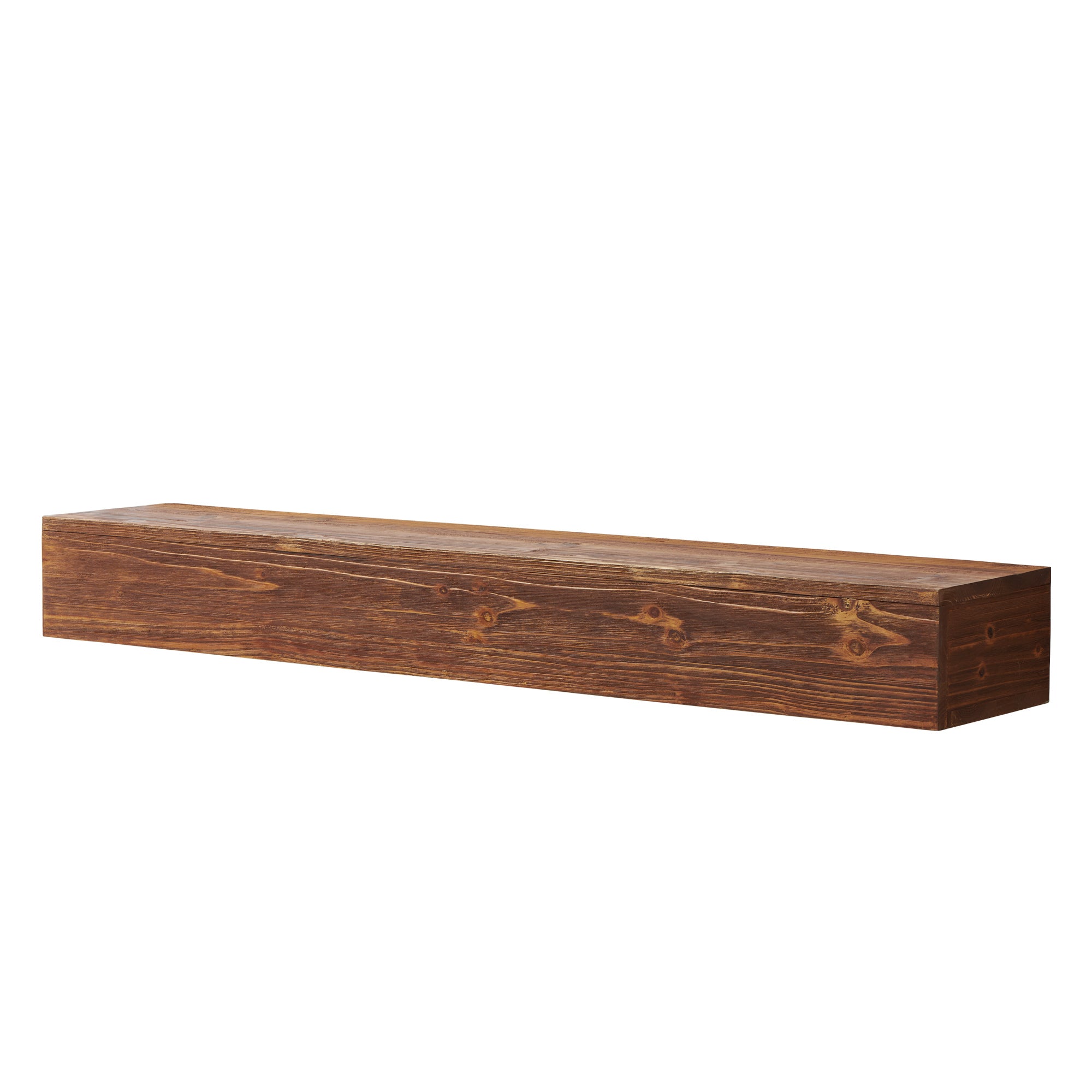 72" Rustic Wood Floating Fireplace Mantel Shelf – Wall-Mounted