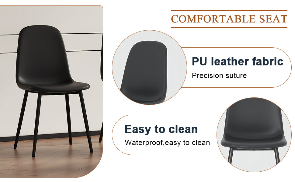 Modern Black Dining Chair Set of 6 - Ideal for Dining Room Elegance and Comfort