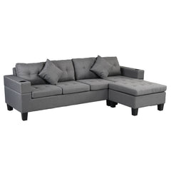 Sectional Sofa Set for Living Room with L Shape  Chaise Lounge ,cup holder and  Left or Right Hand Chaise  Modern 4 Seat