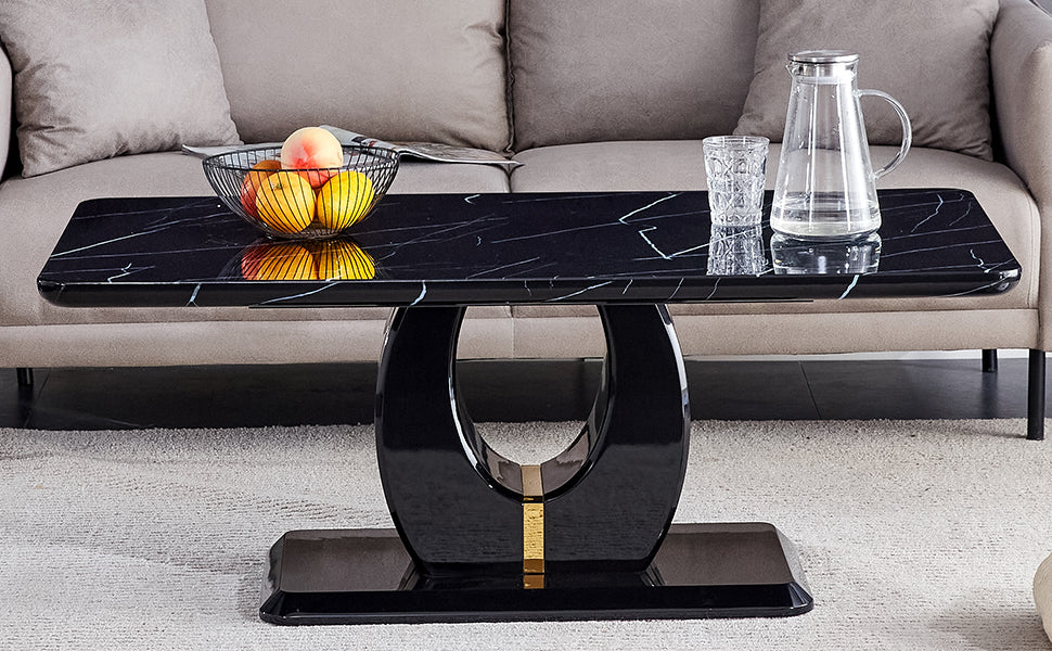 47"Modern Black Multifunctional Coffee Table for Living Rooms