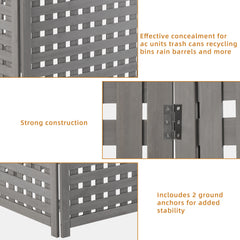 Gray Cedar AC Fence Screen – 3-Panel Privacy Enclosure for AC & Trash (32"W x 38"H)