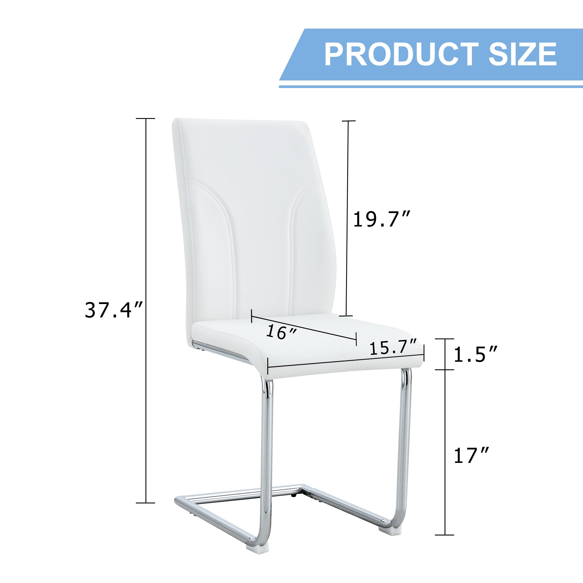 Modern White PU Dining Chair Set of 4 - High Back for Dining Rooms