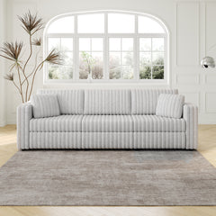 106.3" Soft Rabbit Plush Modular 3-person Sofa - Highly Comfortable & Distinctive Design. Ideal for Bedroom & Living Room. Light gray. Modern & Plush Furniture Choice